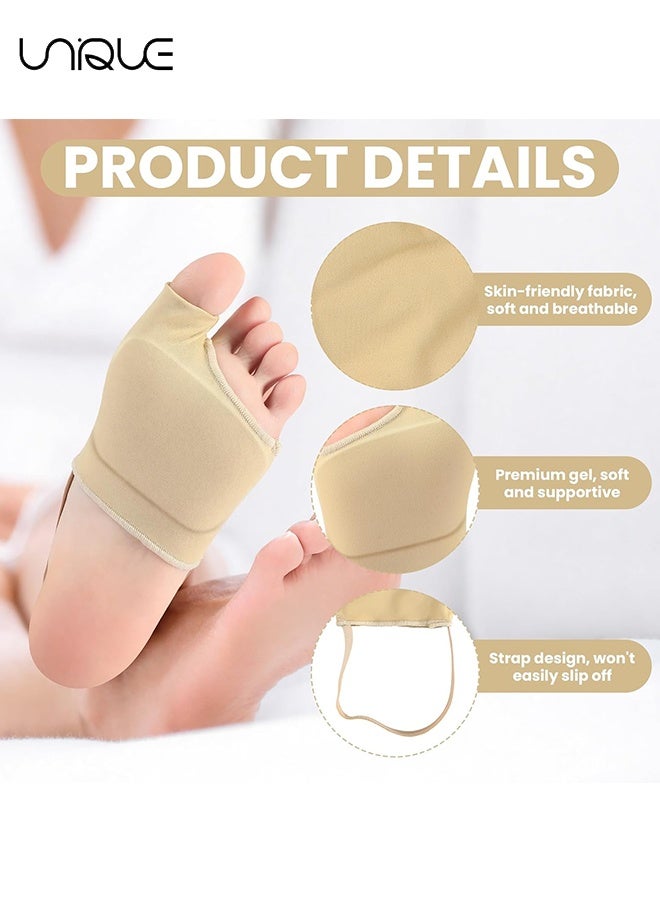 Unique 2 Pairs Metatarsal Pads for Women and Men Non Slip Breathable Ball of Foot Cushion with Elastic Straps Extra Thick Gel Pads - With Heel Strap (Skin,Large) - Image 4